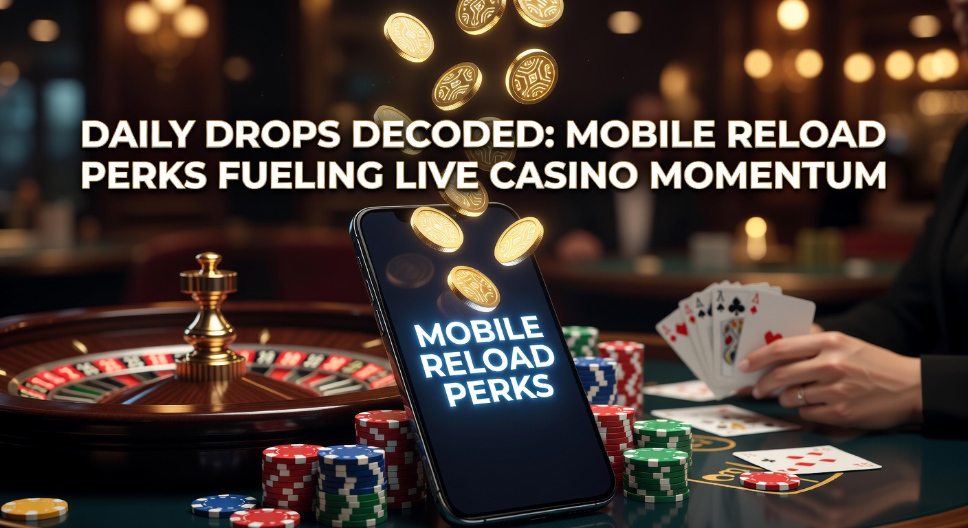 Player's hand holding a smartphone displaying a live blackjack game with a reload bonus confirmation overlay and chip stacks on the virtual table