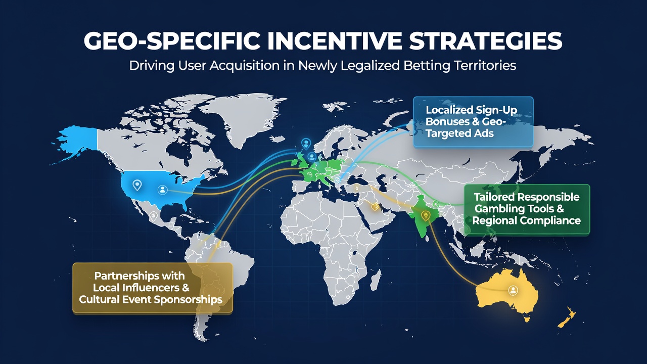 Dashboard screenshot displaying regional performance metrics for targeted betting incentives across multiple legalized territories