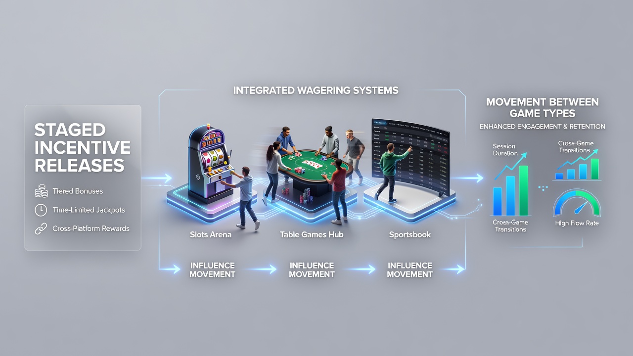 Analytics dashboard displaying user flow between sports betting and casino game types under staged incentive programs